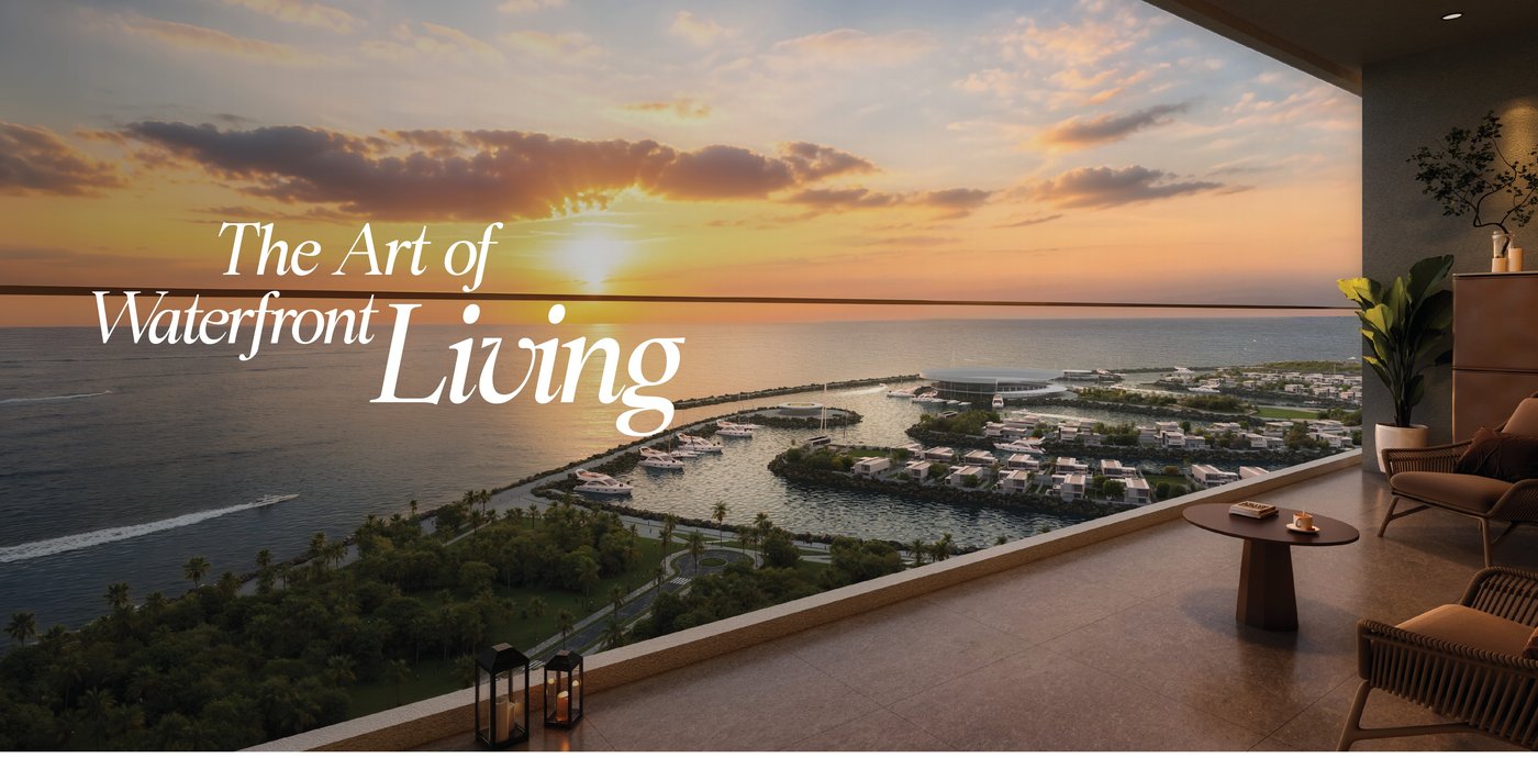Waterfront living balcony view, One Peninsula