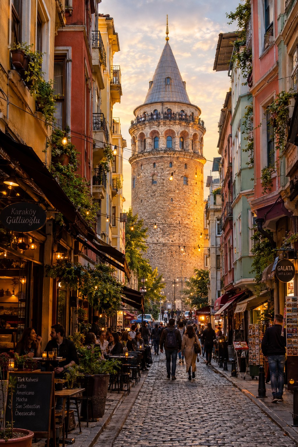 Galata Tower and the old streets of Karaköy, Istanbul