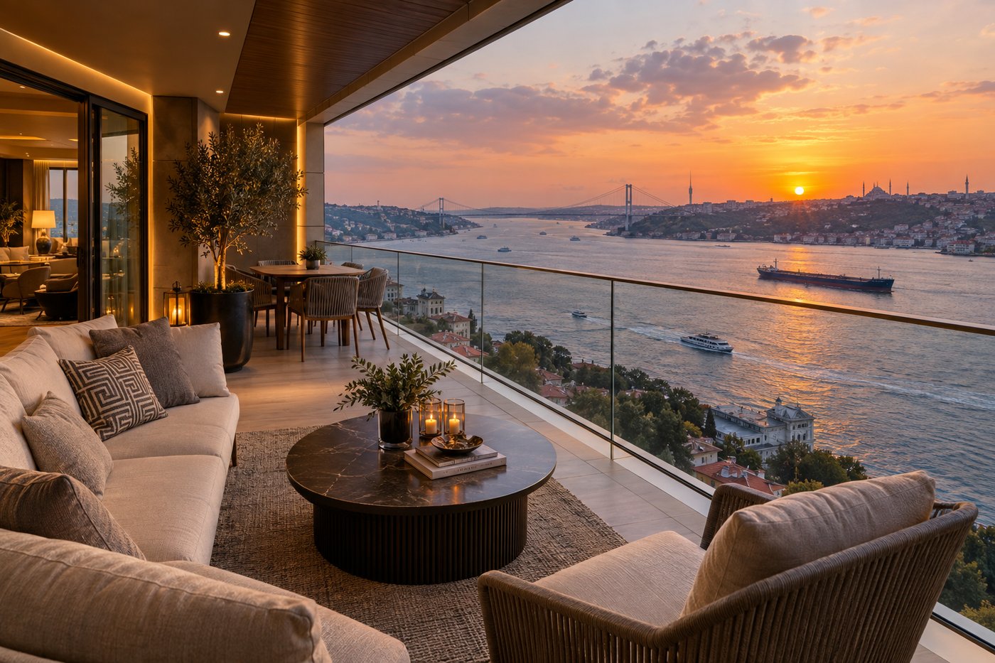 Bosphorus-view residence balcony, Tor Finans City